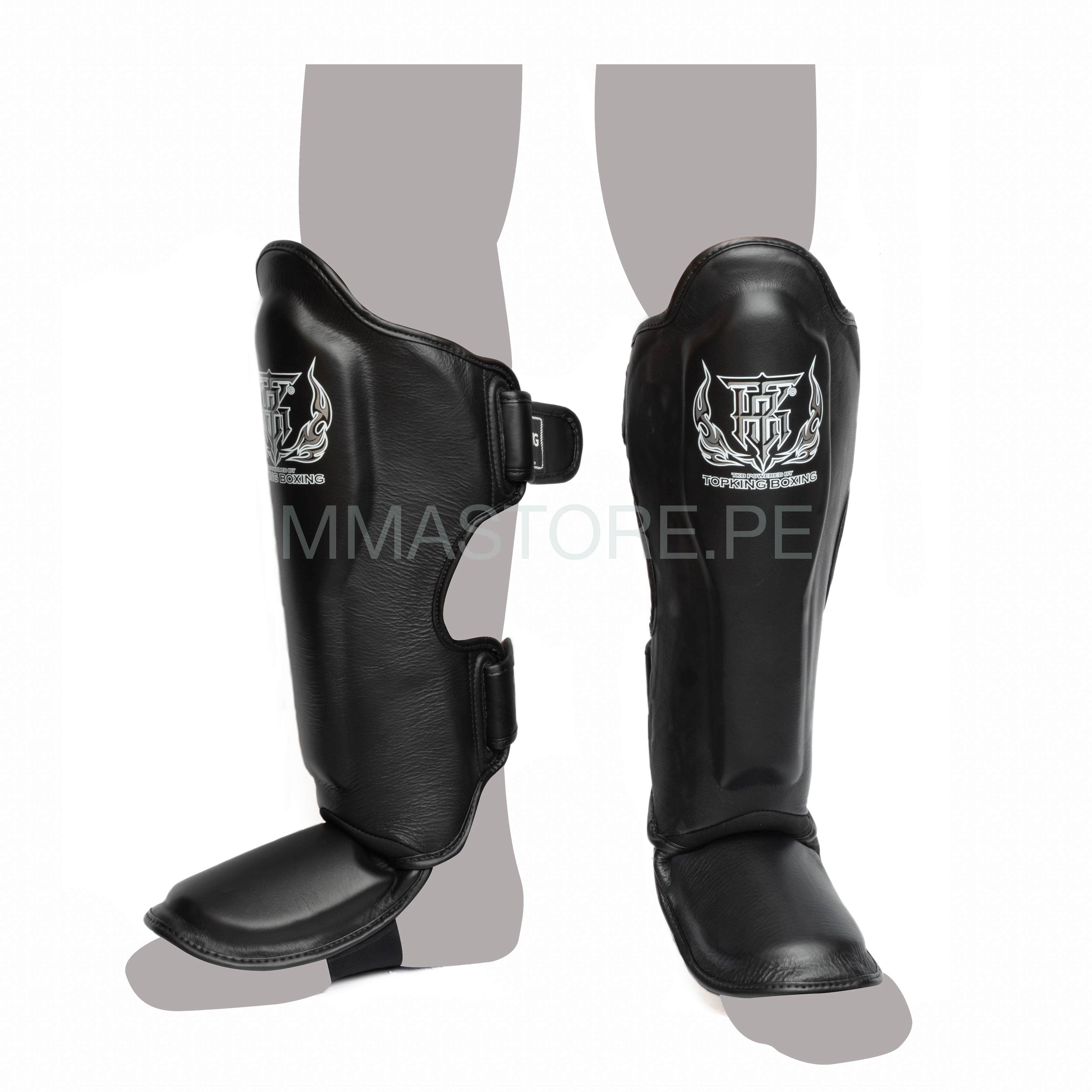 Canilleras de Muay Thai Top King Pro  - 100% Cuero Genuino