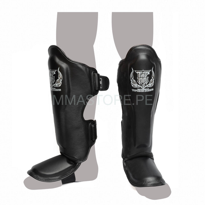 Canilleras de Muay Thai Top King Pro  - 100% Cuero Genuino