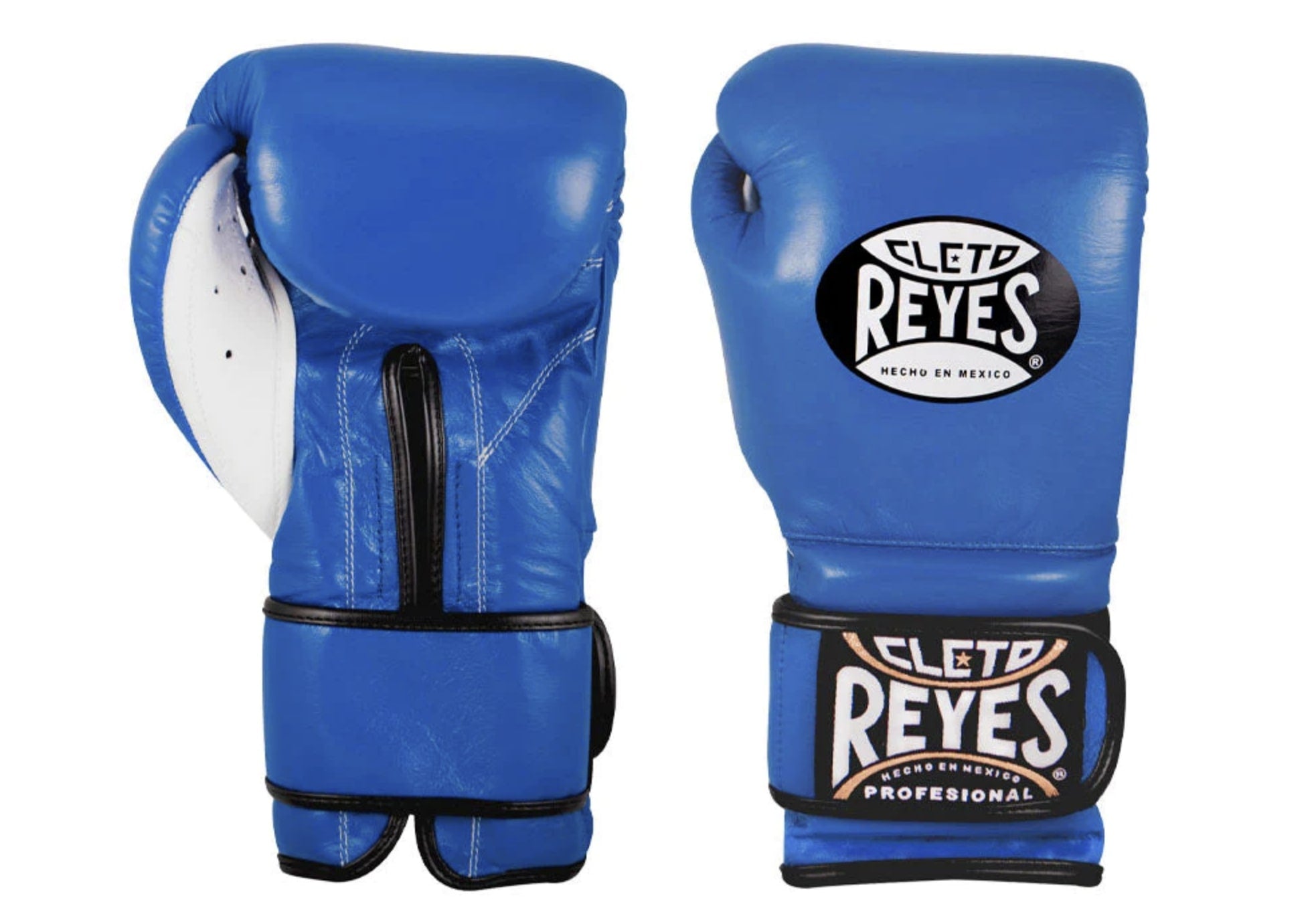 Guantes de Boxeo Cleto Reyes Velcro Azul- 100% Cuero Genuino