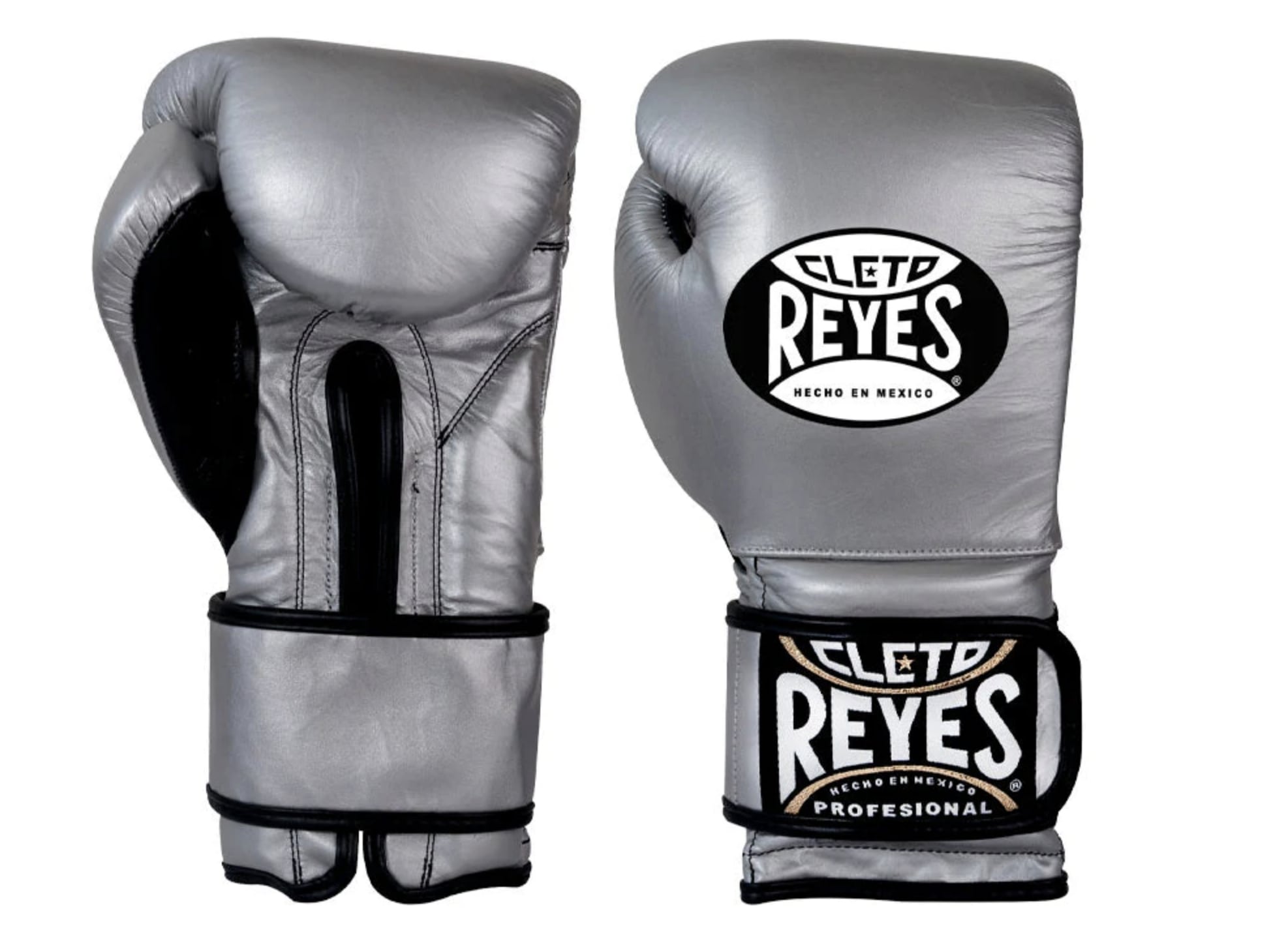 Guantes de Boxeo Cleto Reyes Velcro Plata- 100% Cuero Genuino