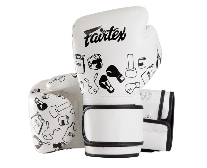 Guantes de boxeo Fairtex BGV14W Graffiti Blanco - 100% Microfibra