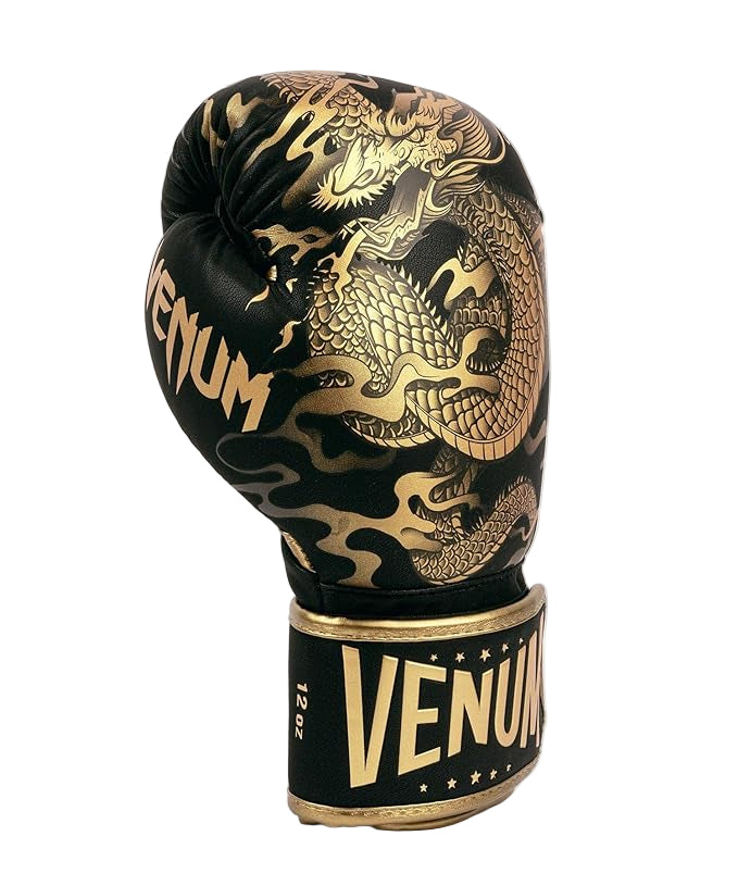 Guantes de boxeo Venum Dragon Flight Negro/Bronze - 100% Poliuretano