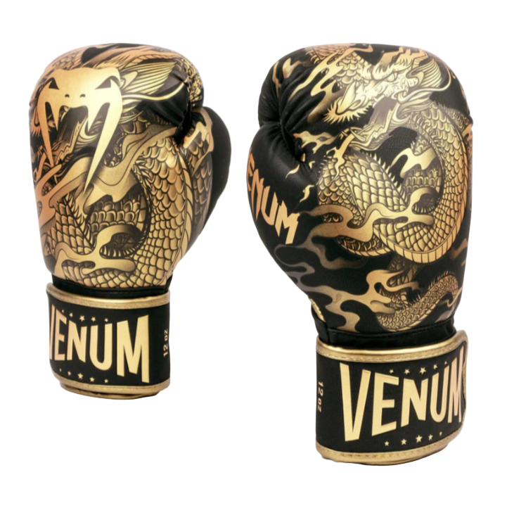 Guantes de boxeo Venum Dragon Flight Negro/Bronze - 100% Poliuretano