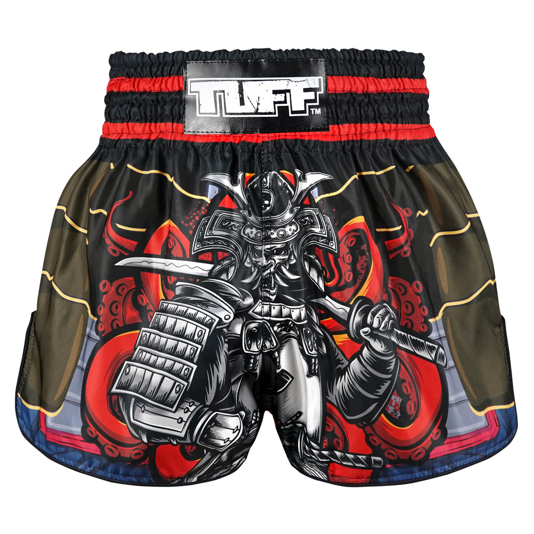 Shorts de Muay Thai Tuff High Cut Retro "The Undefeated Steel Spirit" Marron