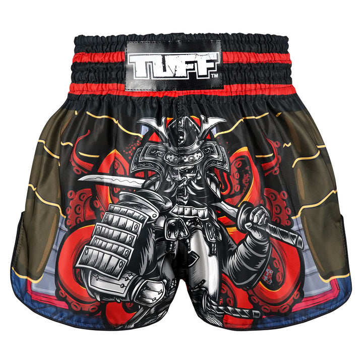 Shorts de Muay Thai Tuff High Cut Retro "The Undefeated Steel Spirit" Marron