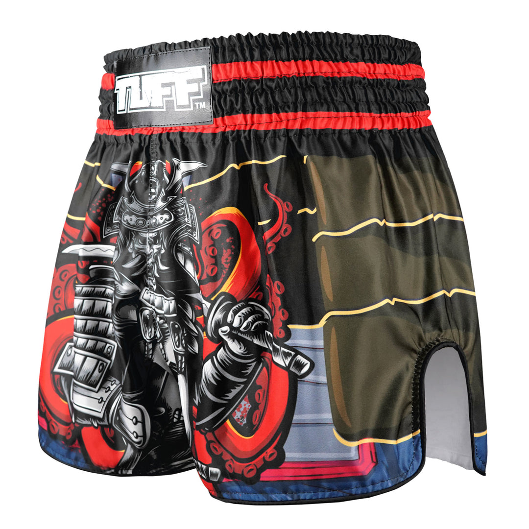 Shorts de Muay Thai Tuff High Cut Retro "The Undefeated Steel Spirit" Marron