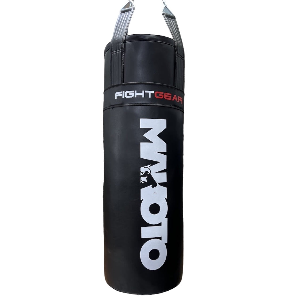 Saco Makoto Banano 1.2m Pro XL Negro Muay Thai - Boxeo - 100% Poliuretano Premium- Con Relleno