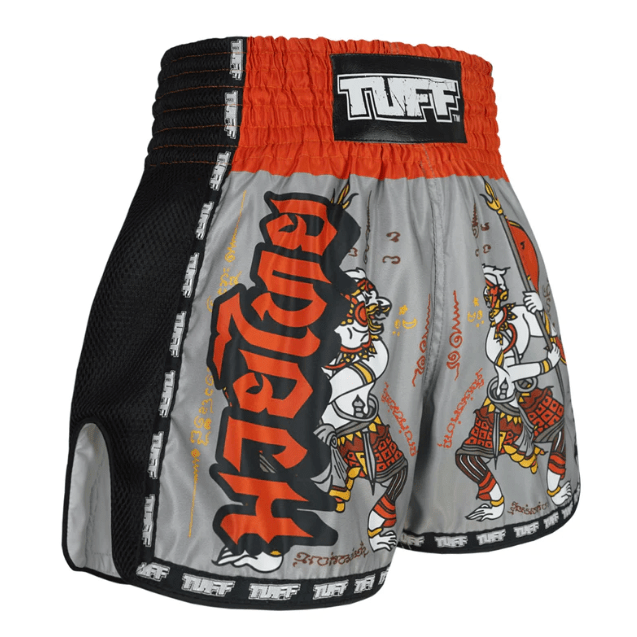 Shorts de Muay Thai Tuff Retro Hanuman Yantra Gris