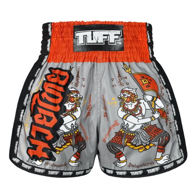 Shorts de Muay Thai Tuff Retro Hanuman Yantra Gris