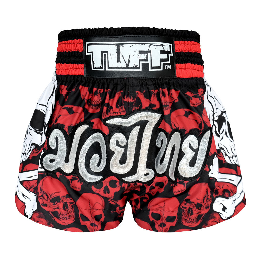 Shorts de Muay Thai Tuff Batalion Skull Rojo