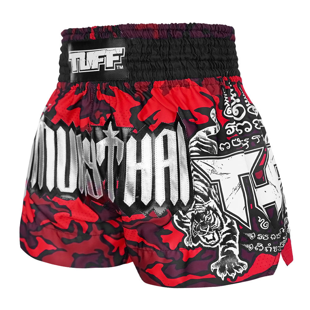 Shorts de Muay Thai Tuff Camuflado Rojo