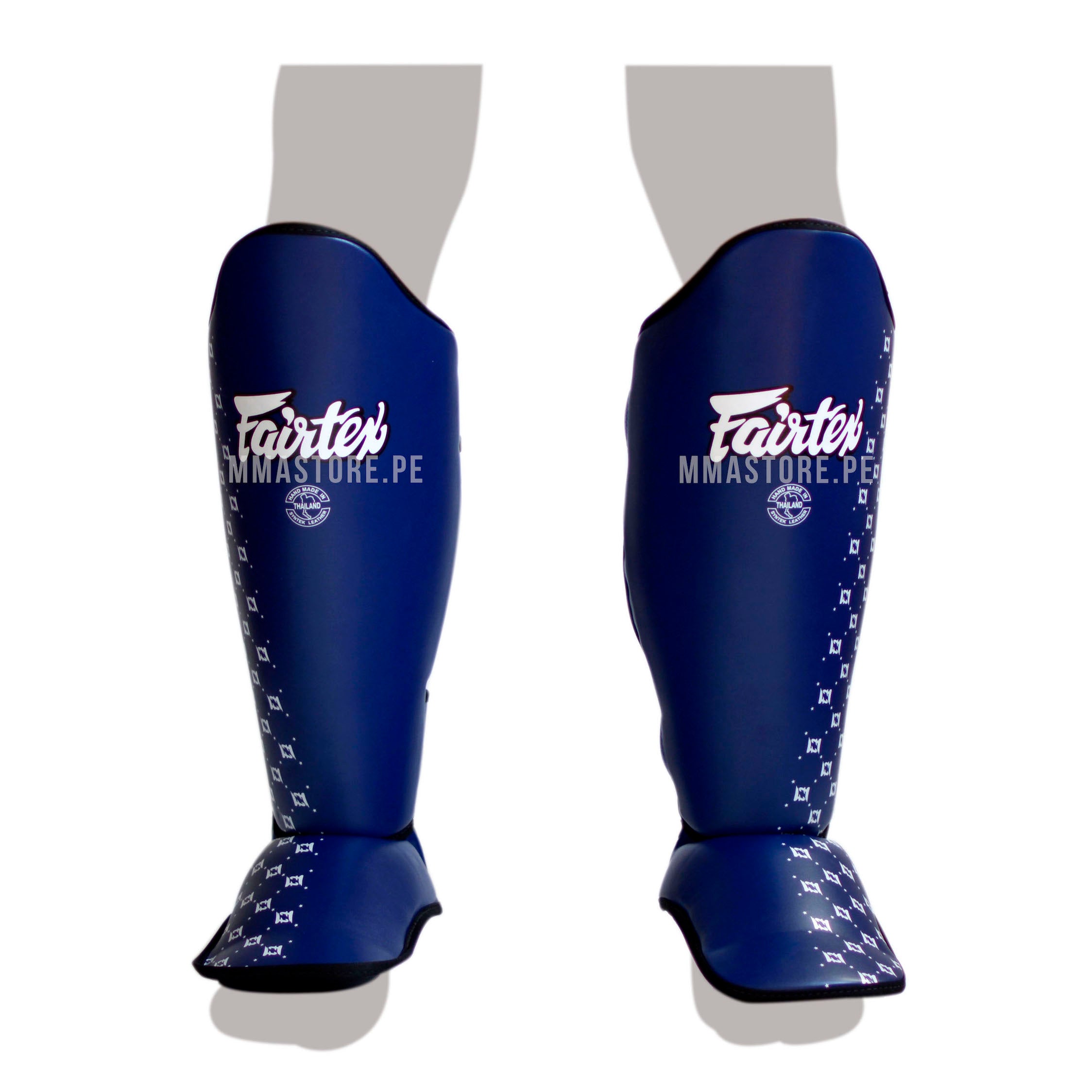Canilleras de Muay Thai Fairtex SP5 Azul - 100% Cuero Syntek