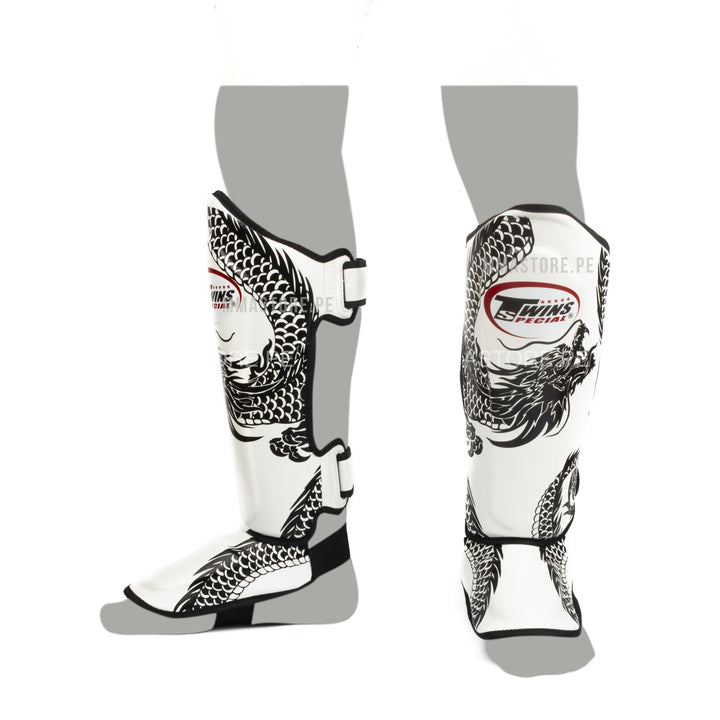 canilleras twins special para muay thai dragon 49 blanco
