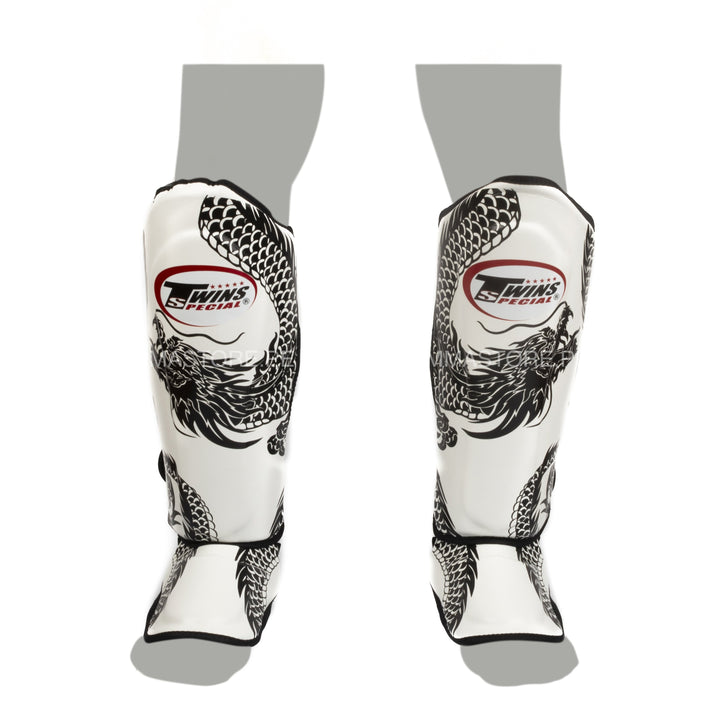 canilleras twins special para muay thai dragon 49 blanco