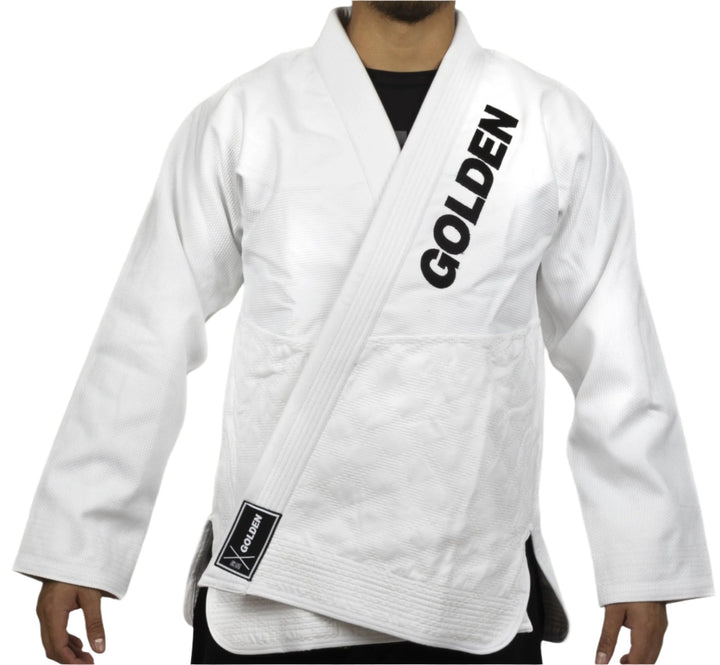 Kimono de Jiujitsu Golden Heavy Blanco/Negro- 100% Algodón