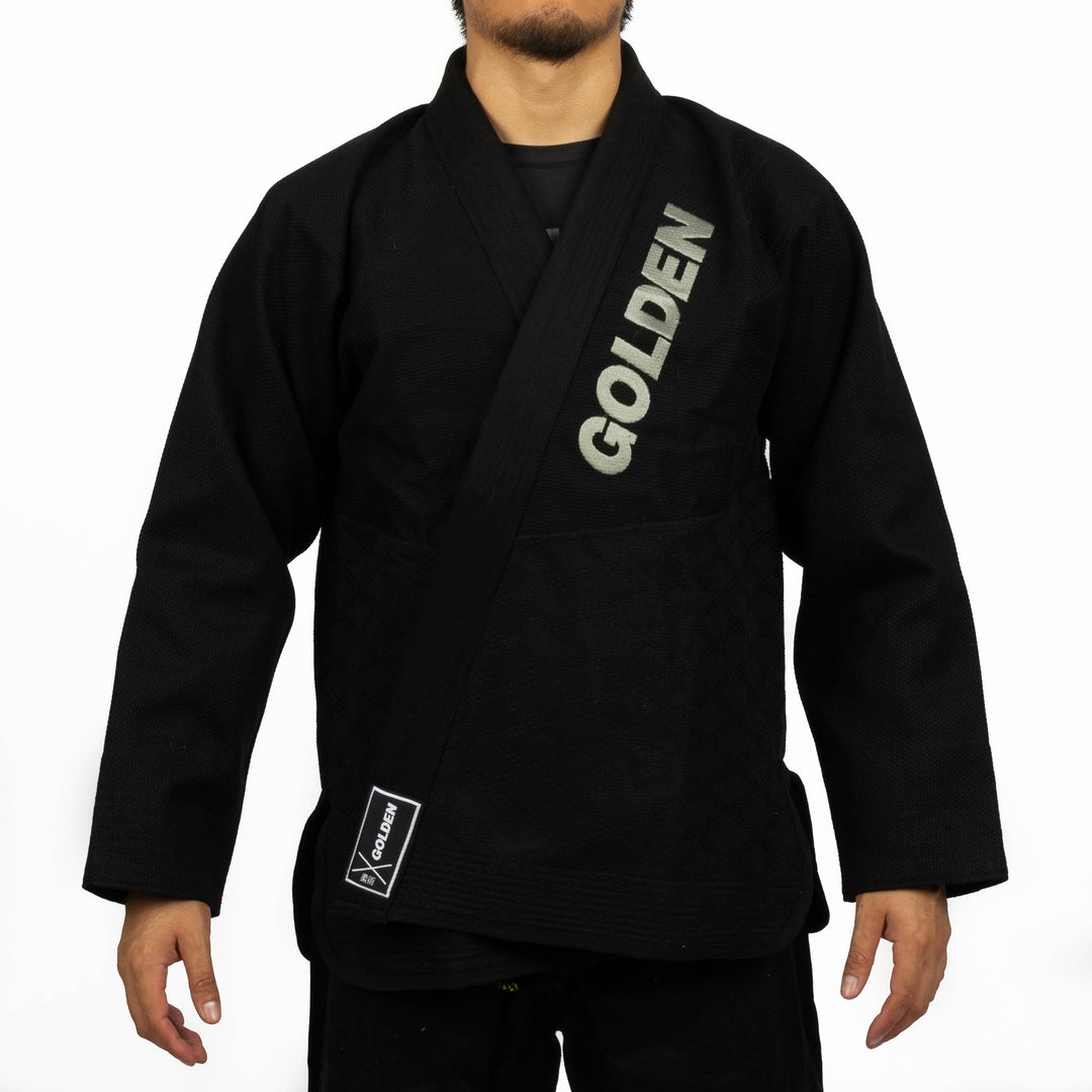 Kimono de Jiujitsu Golden Heavy Negro/Plata - 100% Algodón