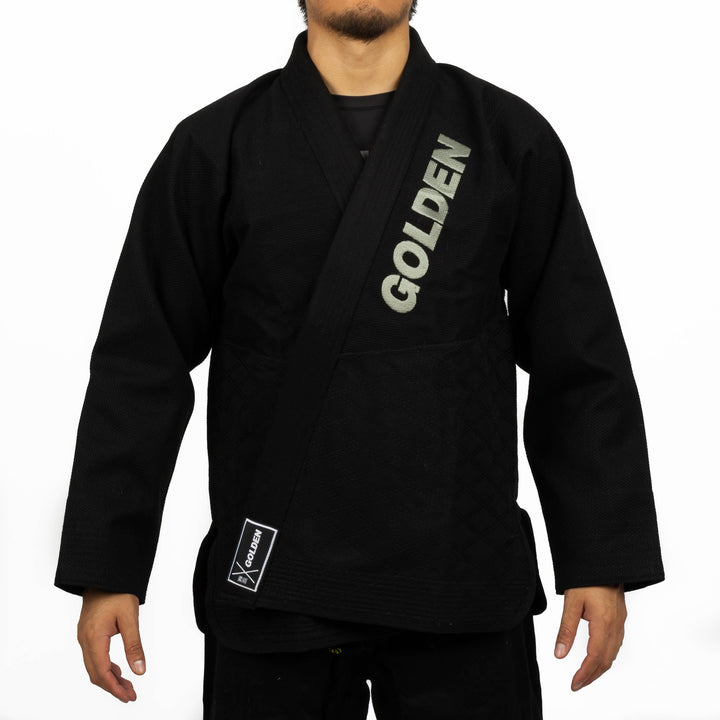 Kimono de Jiujitsu Golden Heavy Negro/Plata - 100% Algodón