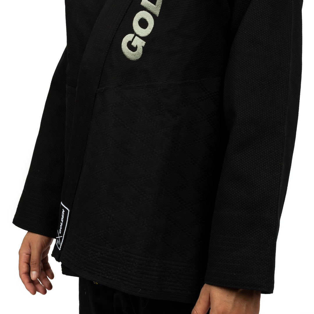 Kimono de Jiujitsu Golden Heavy Negro/Plata - 100% Algodón