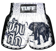 Shorts de Muay Thai Tuff New Retro War Elephant Blanco