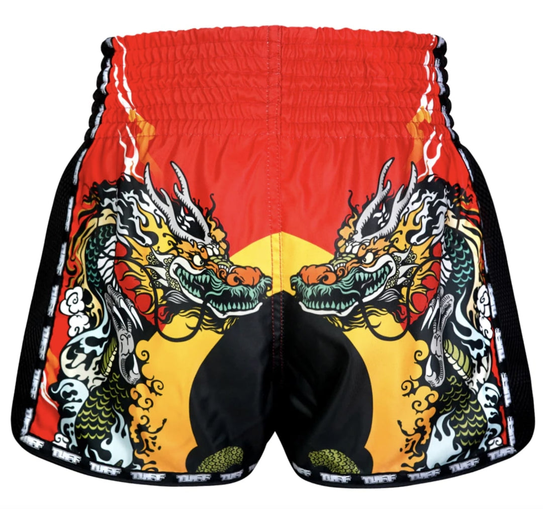 Shorts de Muay Thai Tuff New Retro Chinese Dragon and Tiger Rojo