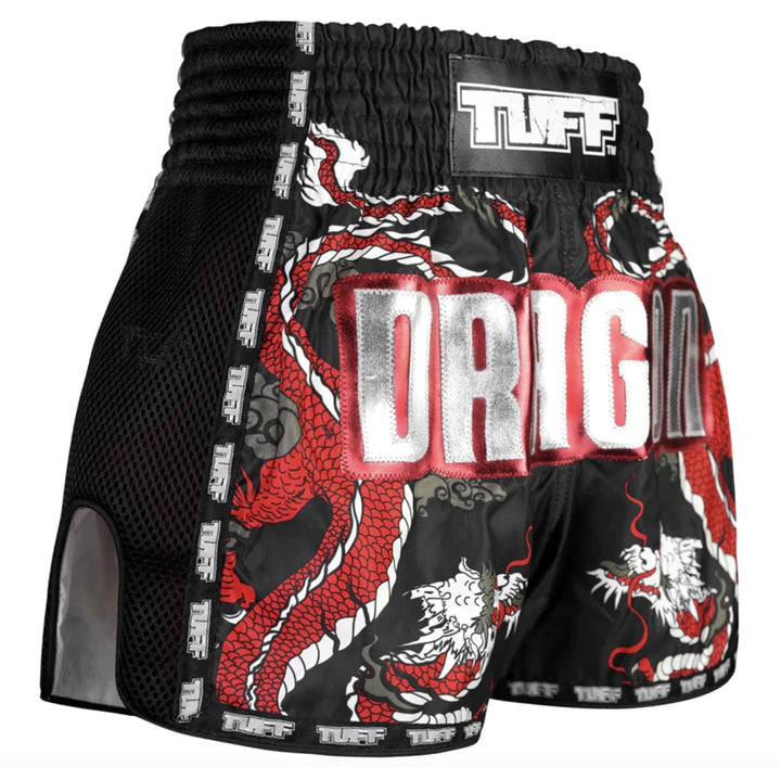 Shorts de Muay Thai Tuff New Retro Chinese Dragon Negro