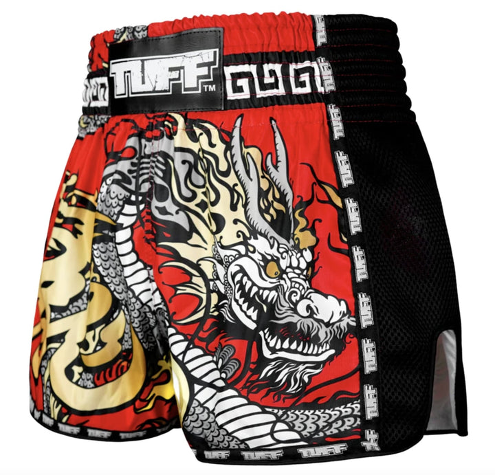 Shorts de Muay Thai Tuff New Retro Chinese Dragon Rojo