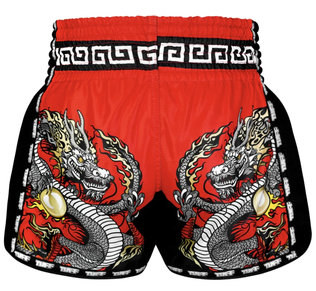 Shorts de Muay Thai Tuff New Retro Chinese Dragon Rojo