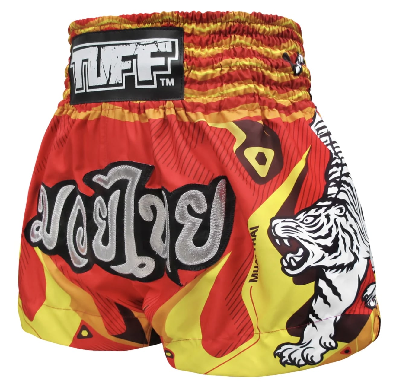 Shorts de Muay Thai Tuff Thunderbolt and Tiger Rojo