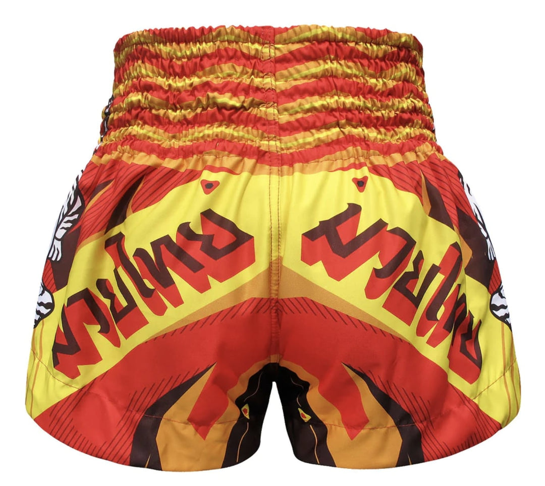 Shorts de Muay Thai Tuff Thunderbolt and Tiger Rojo