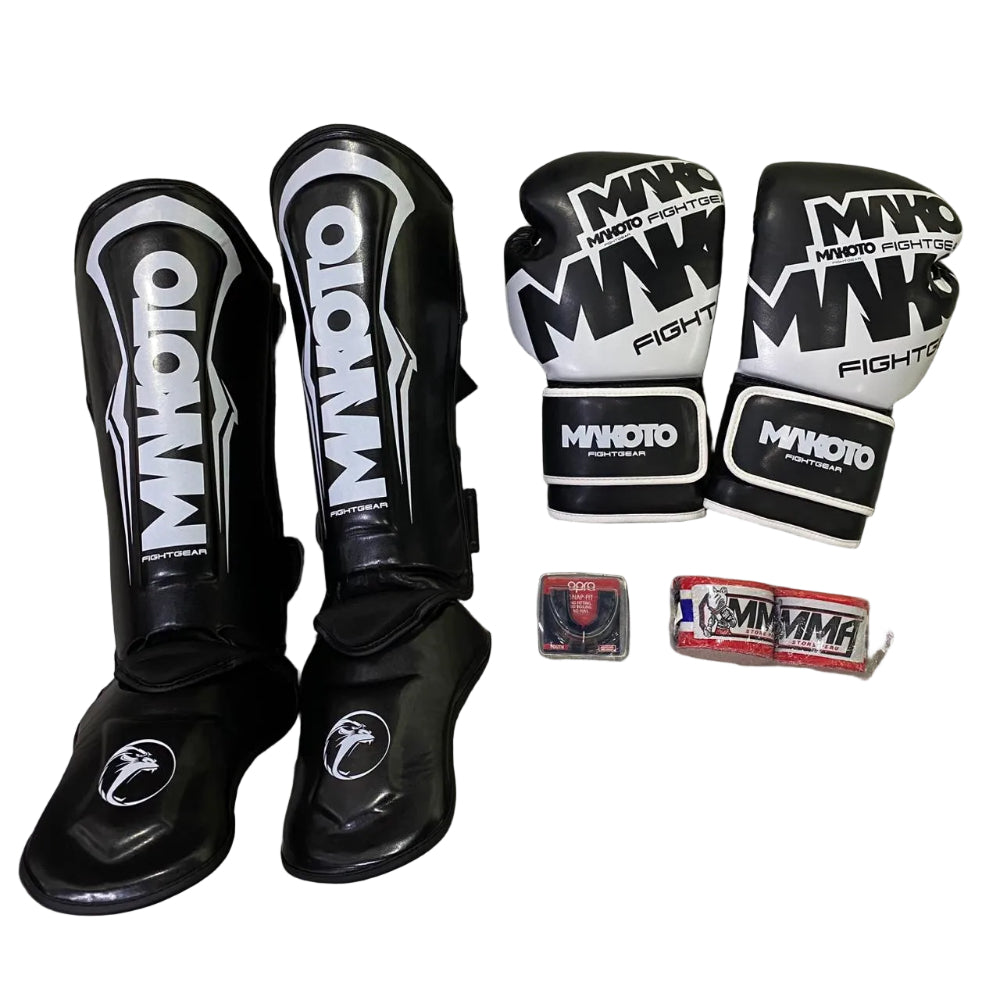 Combo: Guantes y Canillera M1 + Venda MMA + Bucal Snap Fit