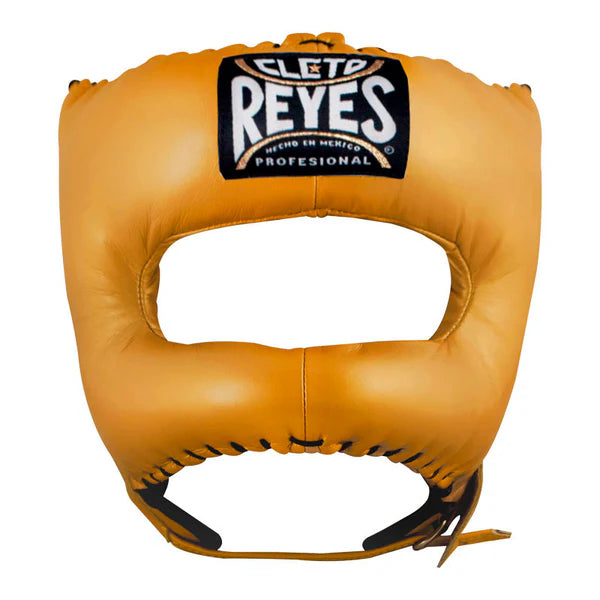 Cleto Reyes Copricapo tradizionale da boxe in pelle con barra frontale in nylon, colore rosso Cleto Reyes Copricapo tradizionale da boxe in pelle con barra frontale in nylon, colore rosso