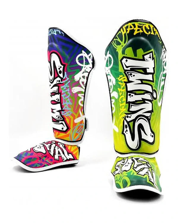 Canilleras de Muay Thai Twins Special Graffiti FSGL10-68 - 100% Cuero