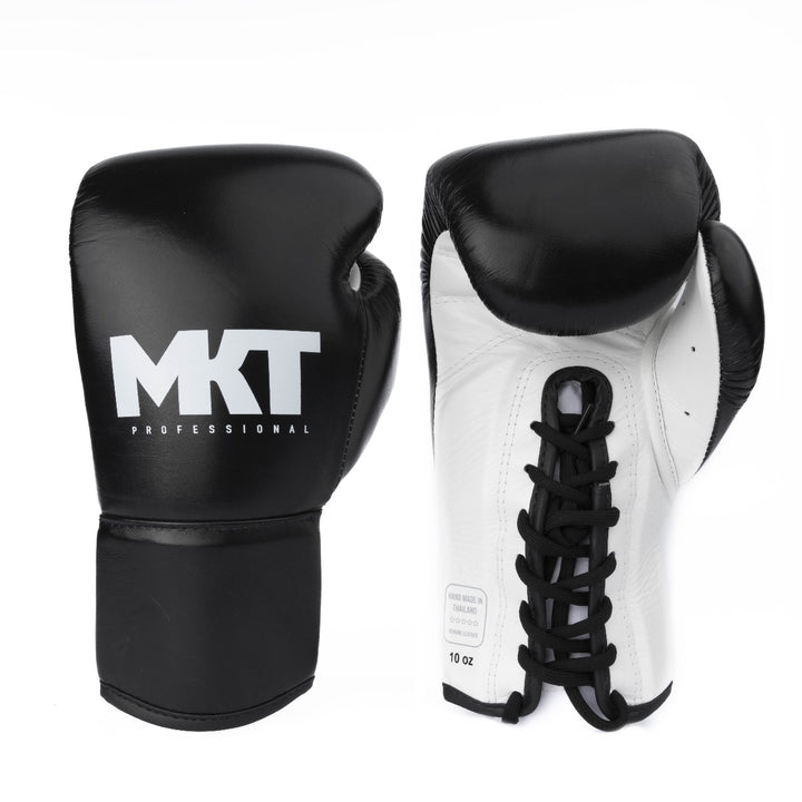 Guantes de Boxeo Makoto Negro/Blanco Con Pasador - 100% Cuero