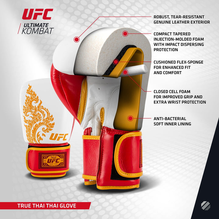 Guantes de Boxeo UFC Thai Blanco - 100% Cuero