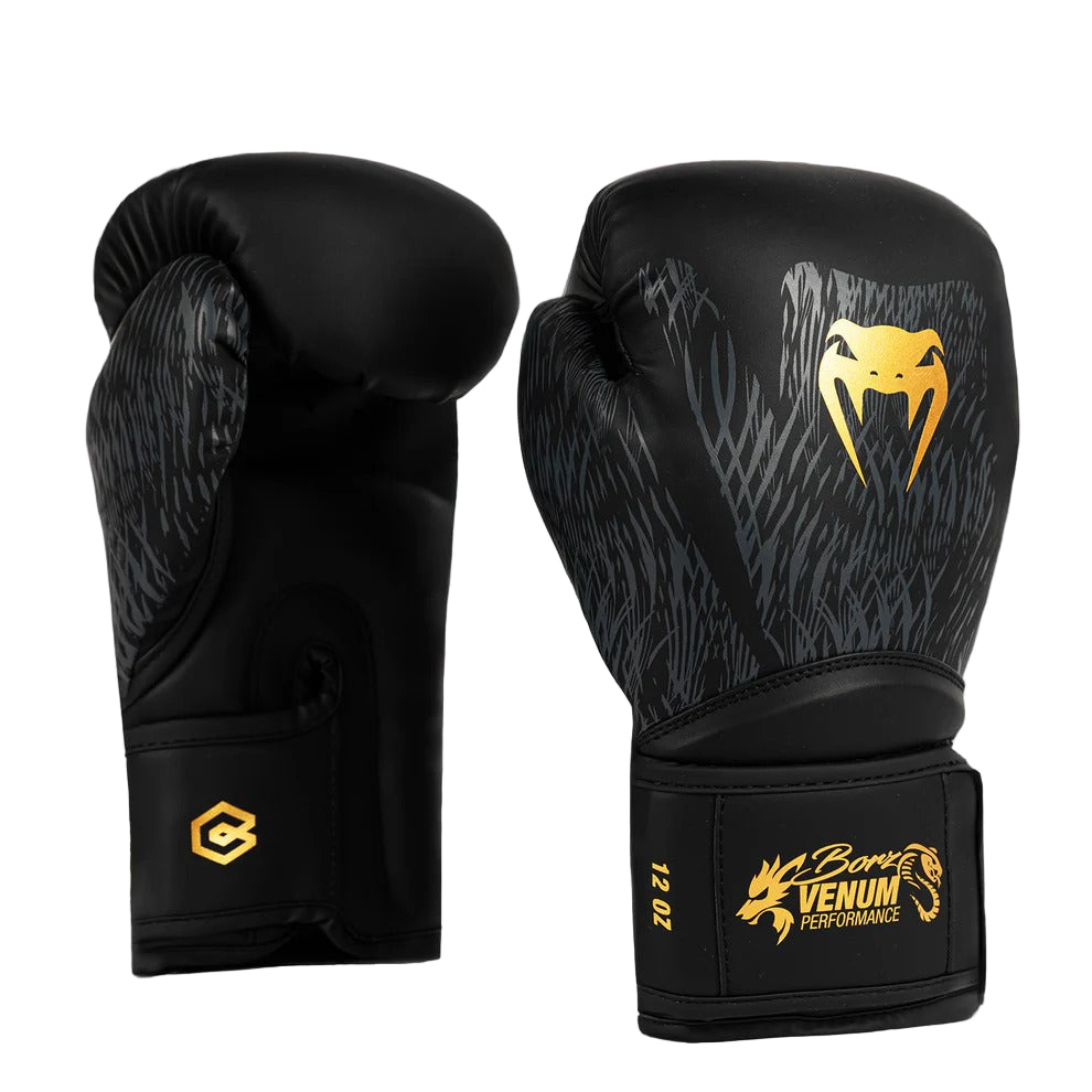 Guantes de Boxeo Venum x Chimaev Wild Borz Negro/Dorado - 100% Poliuretano