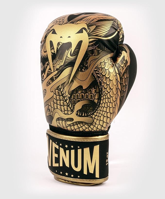Guantes de boxeo Venum Dragon Flight Negro/Bronze - 100% Poliuretano