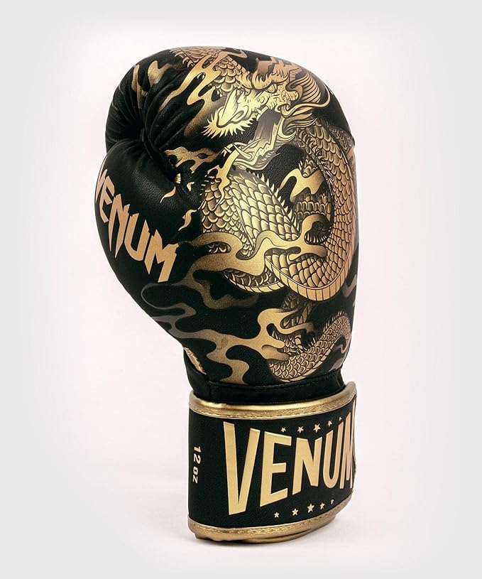 Guantes de boxeo Venum Dragon Flight Negro/Bronze - 100% Poliuretano