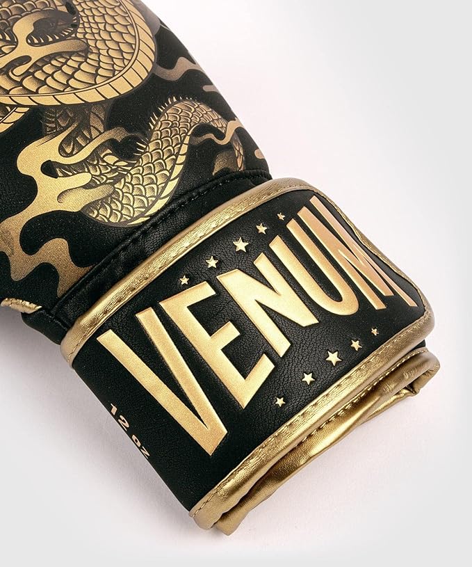 Guantes de boxeo Venum Dragon Flight Negro/Bronze - 100% Poliuretano
