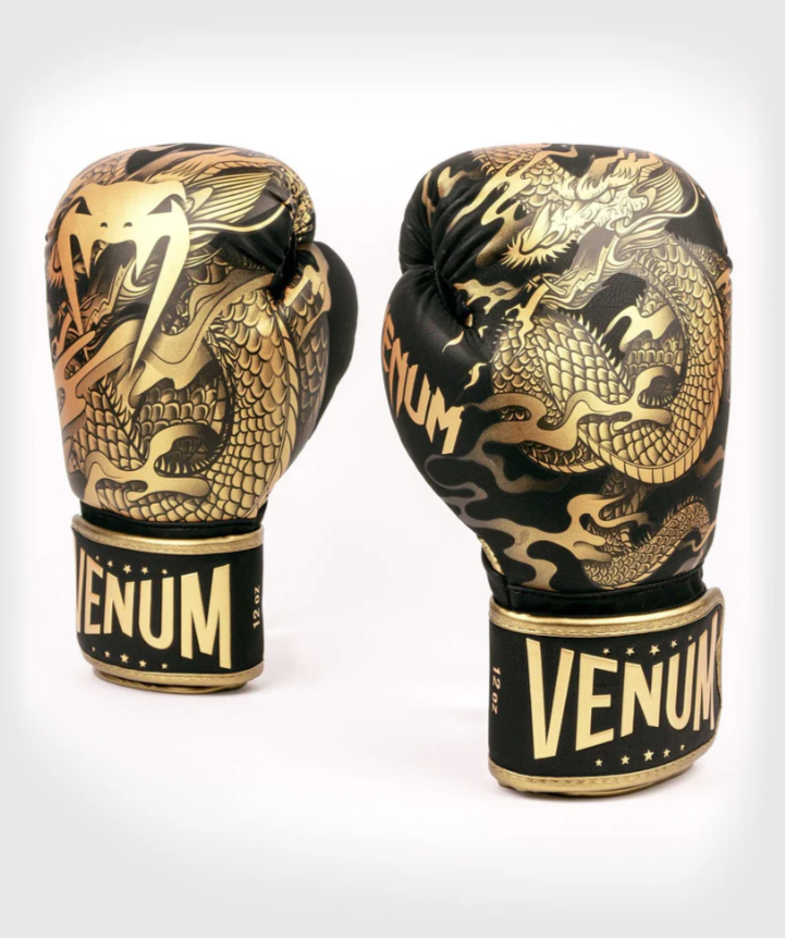 Guantes de boxeo Venum Dragon Flight Negro/Bronze - 100% Poliuretano
