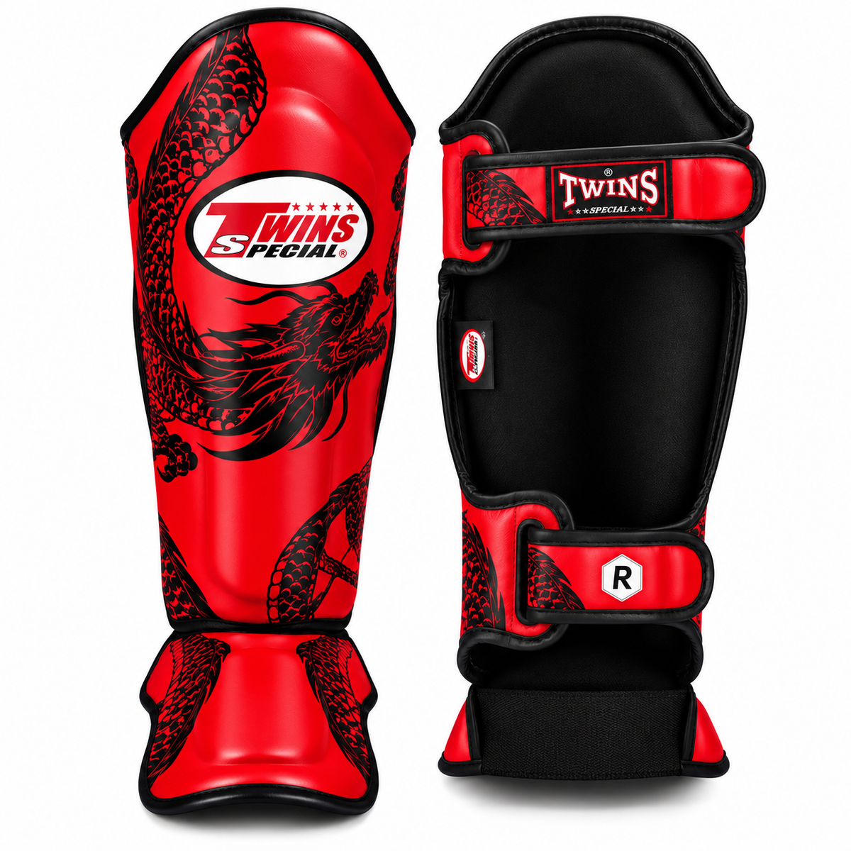 Canilleras de Muay Thai Twins Special Dragon 49 FSGL10-49 - 100% Cuero