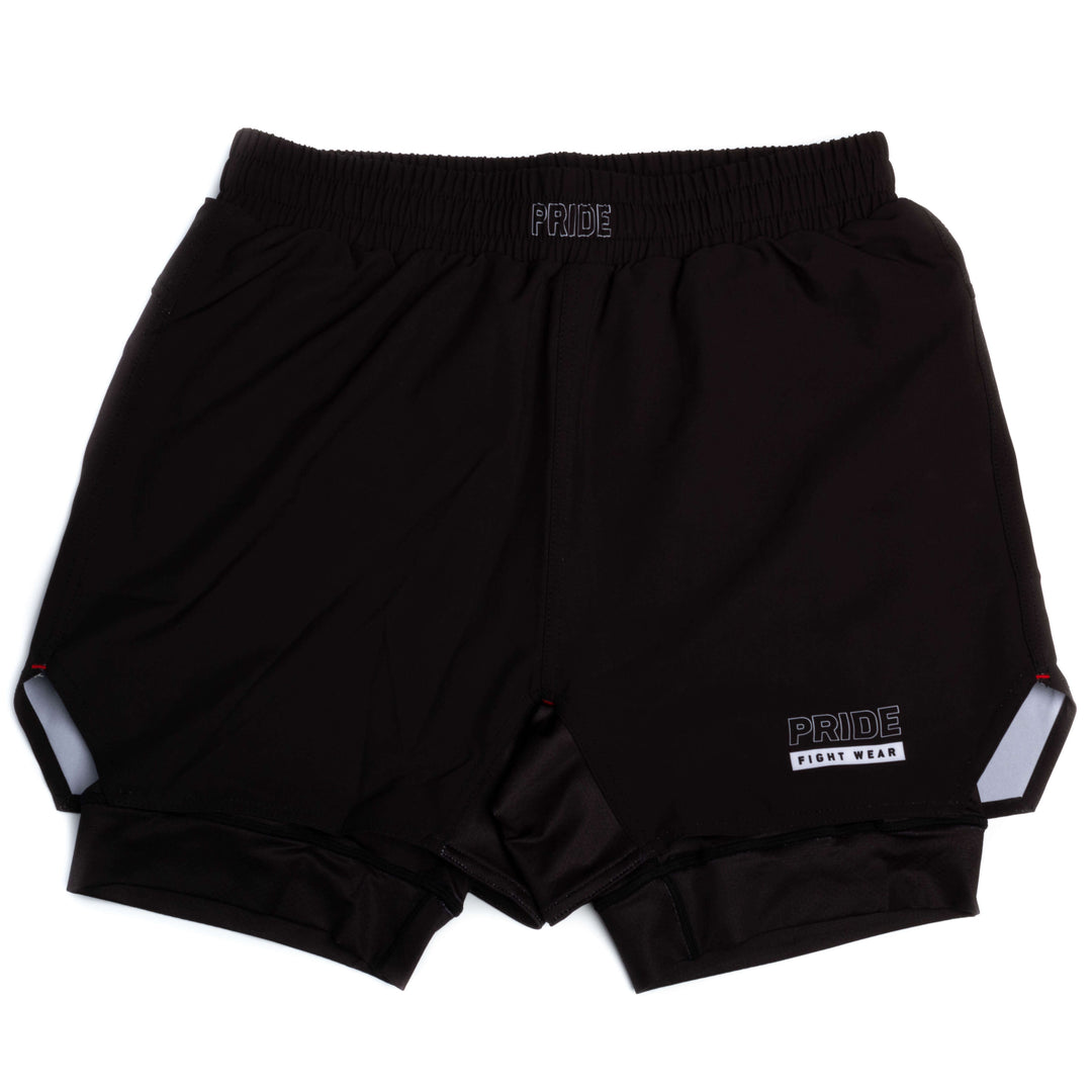 Short Pride Hybrid 2 en 1 Negro para Muay Thai, Kickboxing, MMA.