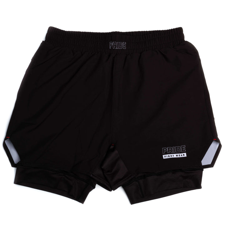 Short Pride Hybrid 2 en 1 Negro para Muay Thai, Kickboxing, MMA.
