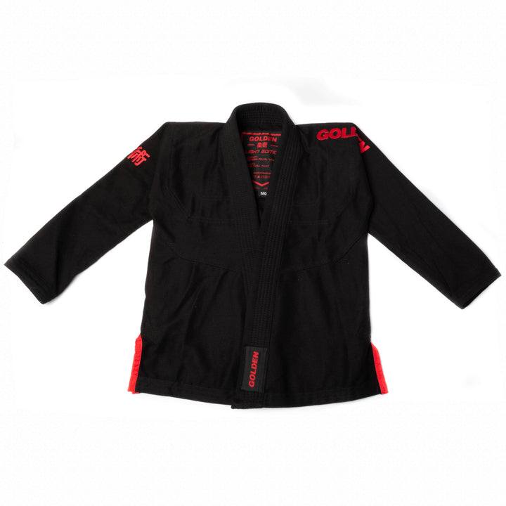 Kimono de Jiujitsu Golden Kids Light Negro/Rojo- 100% Algodón