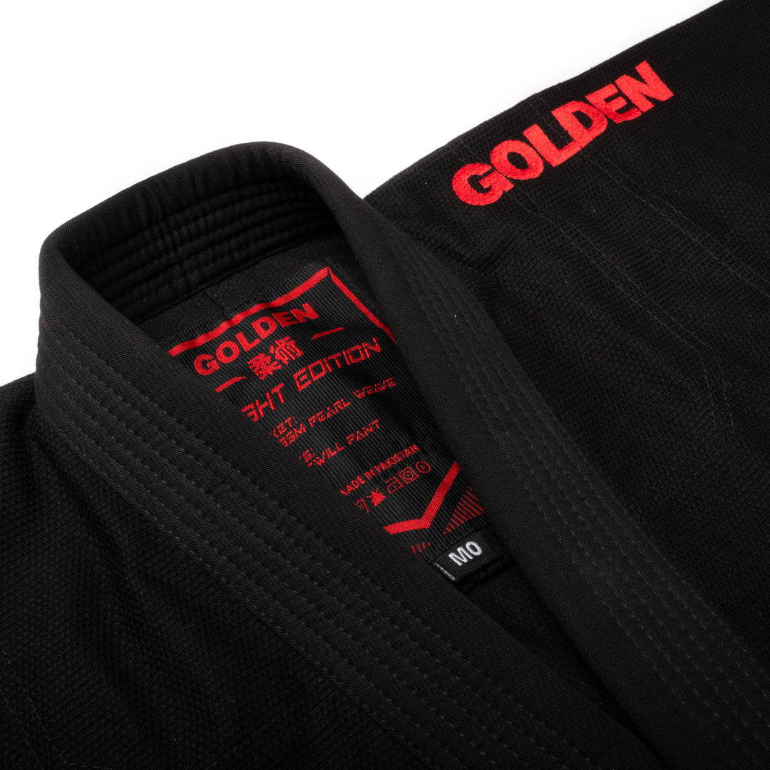 Kimono de Jiujitsu Golden Kids Light Negro/Rojo- 100% Algodón