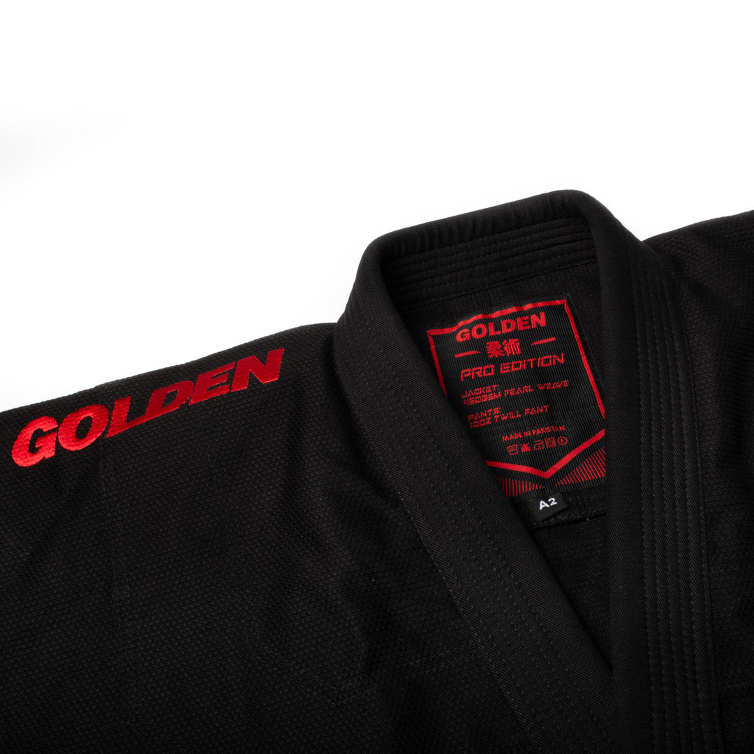 Kimono de Jiujitsu Golden Pro Negro/Rojo- 100% Algodón