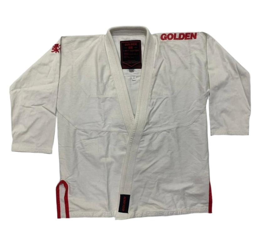 Kimono de Jiujitsu Golden Light Blanco/Rojo- 100% Algodón