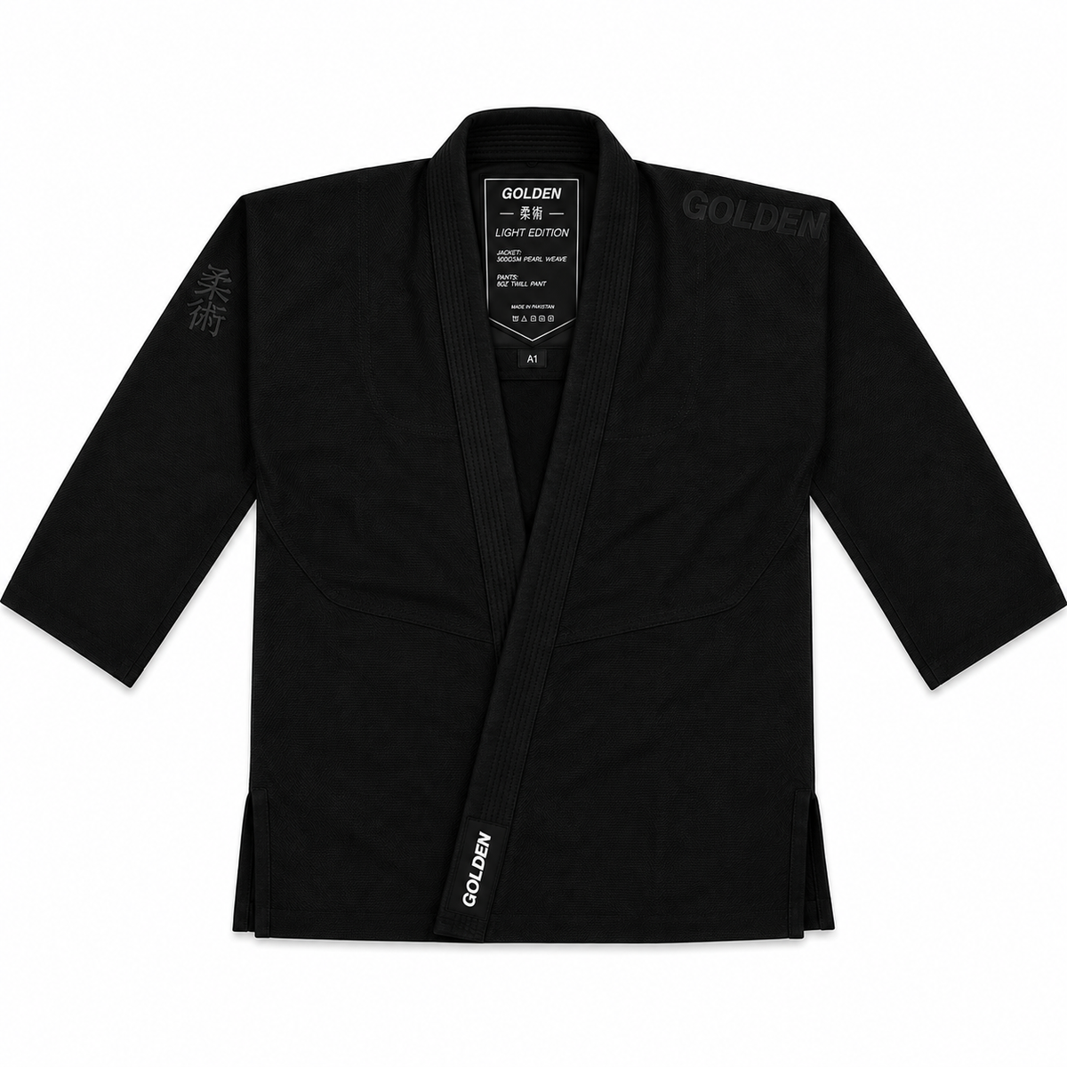 Kimono de Jiujitsu Golden Light Negro - 100% Algodón