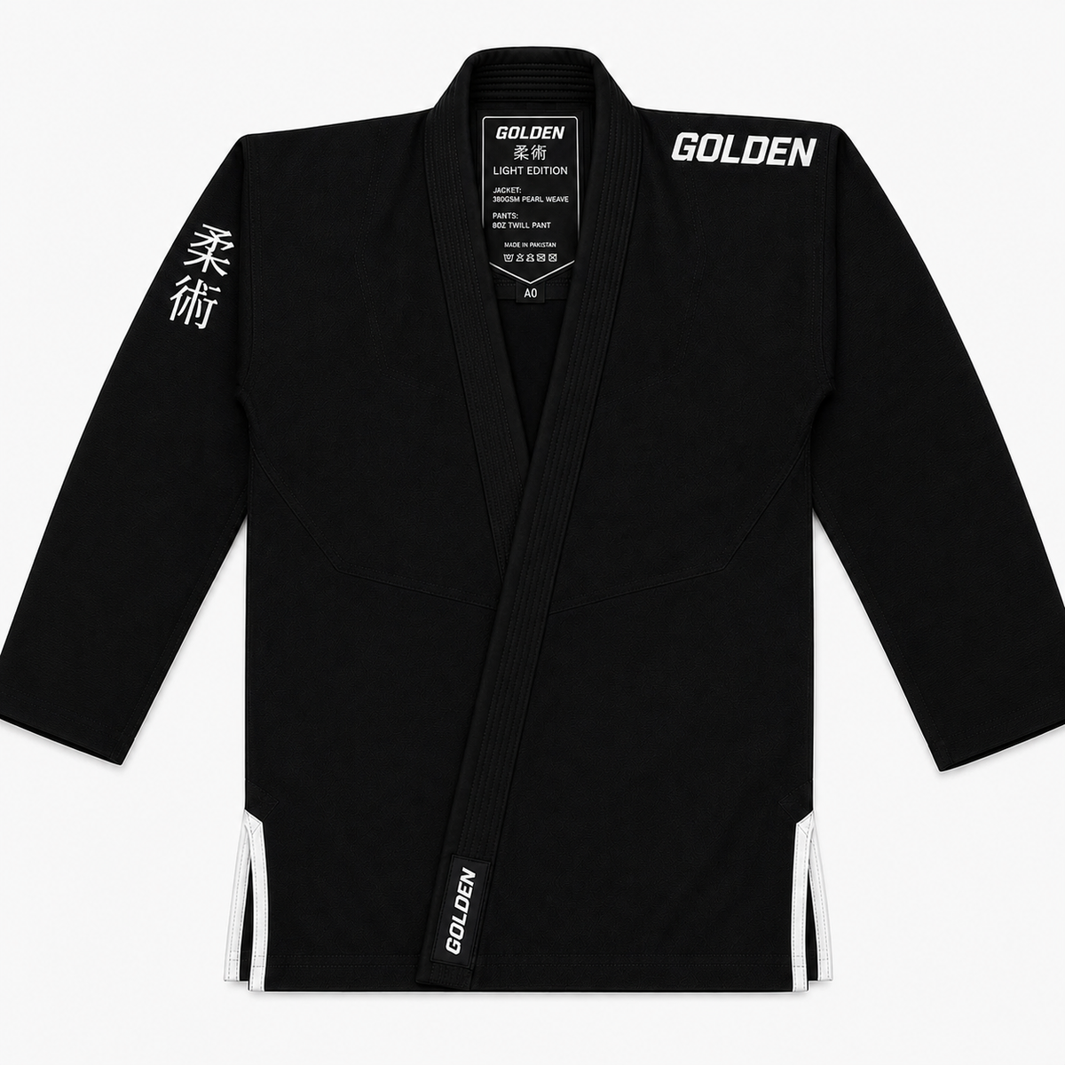 Kimono de Jiujitsu Golden Light Negro - 100% Algodón