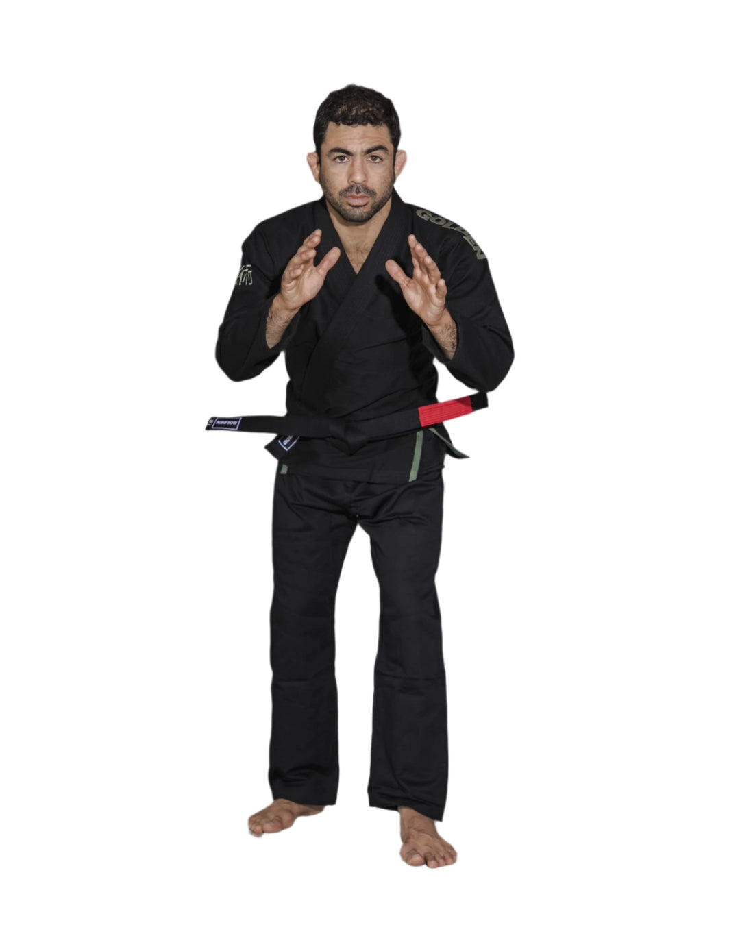 Kimono de Jiujitsu Golden Kids Light Negro/Olivo- 100% Algodón