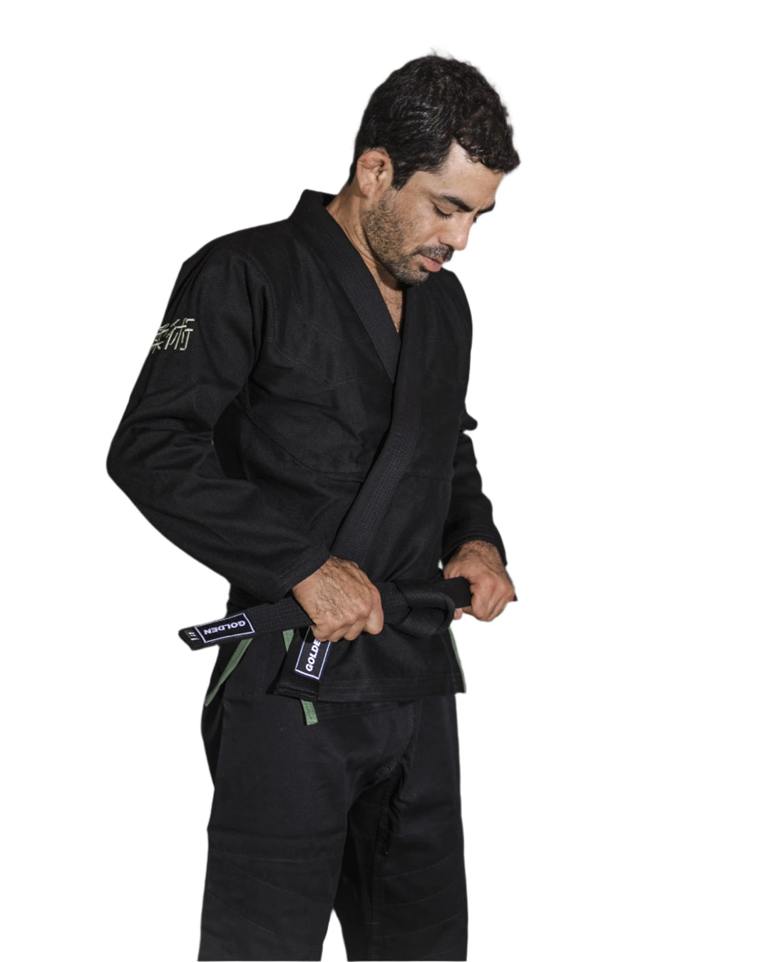 Kimono de Jiujitsu Golden Kids Light Negro/Olivo- 100% Algodón